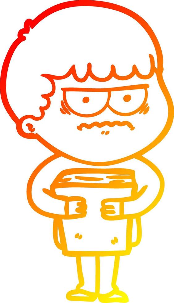 warm gradient line drawing cartoon annoyed man vector