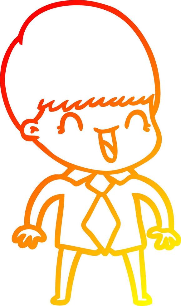 warm gradient line drawing happy cartoon boy vector