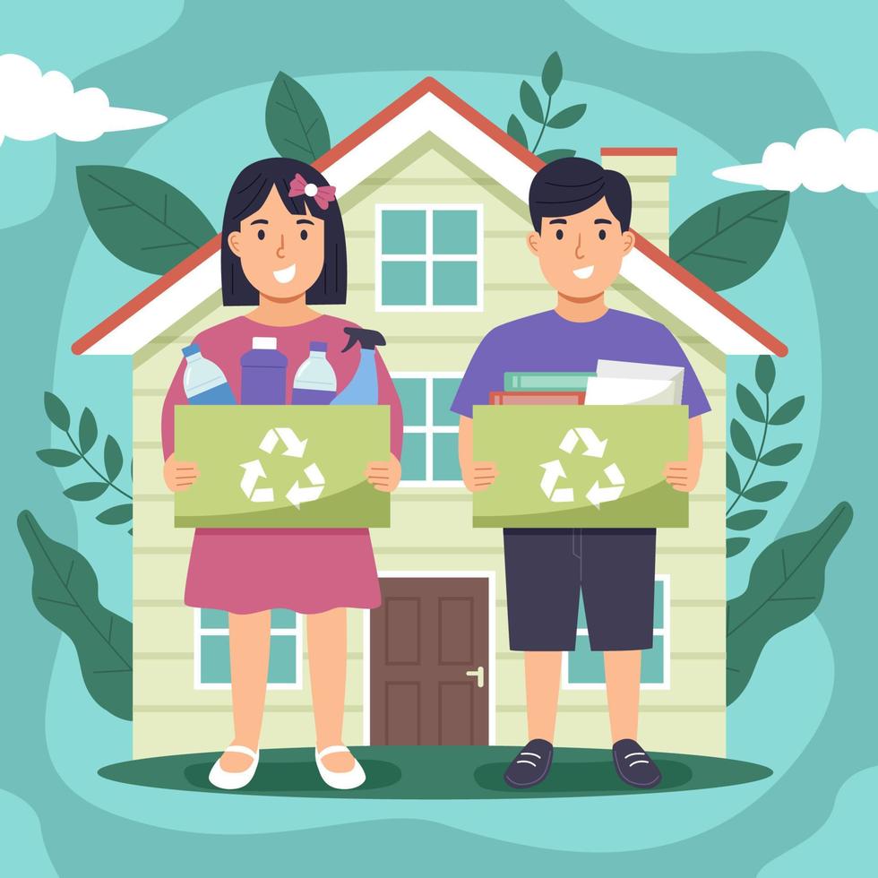 Recycling at Home Concept vector