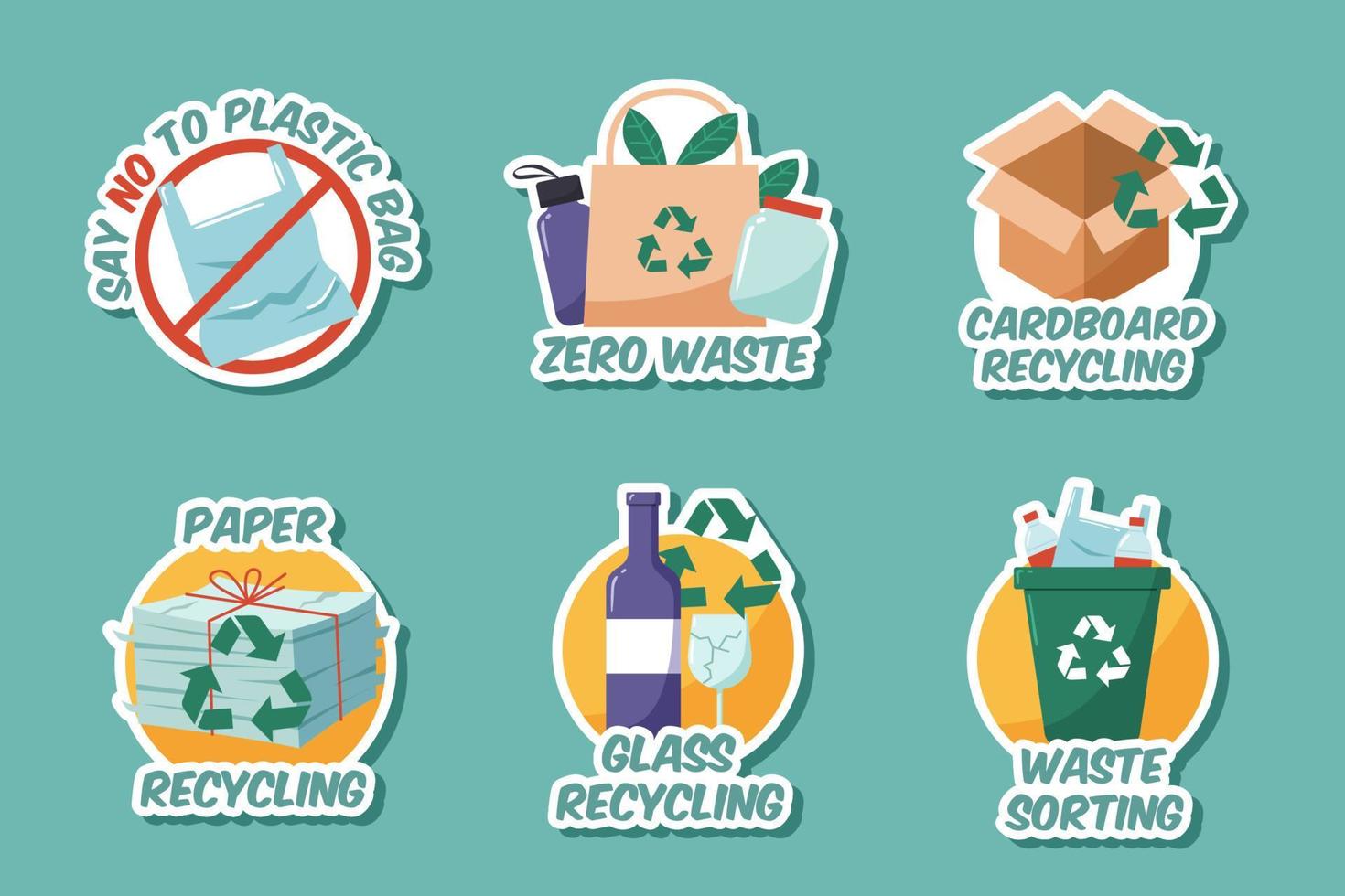 Recycling at Home Sticker Set vector