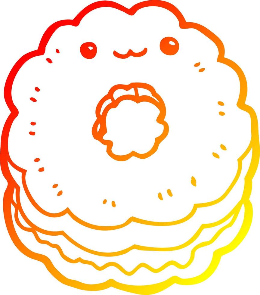 warm gradient line drawing cartoon biscuit vector