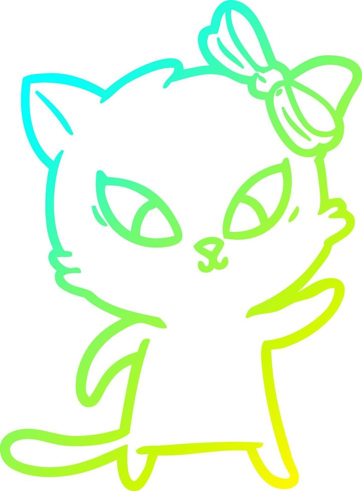 cold gradient line drawing cartoon cat vector