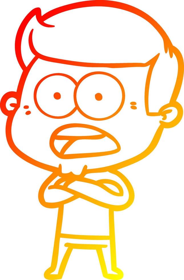 warm gradient line drawing cartoon shocked man vector