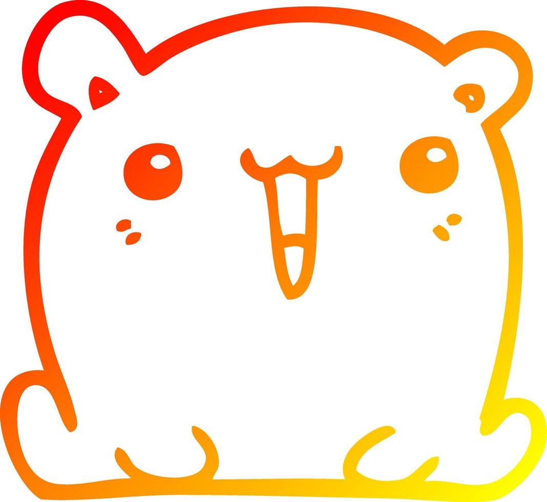 warm gradient line drawing cute cartoon bear vector