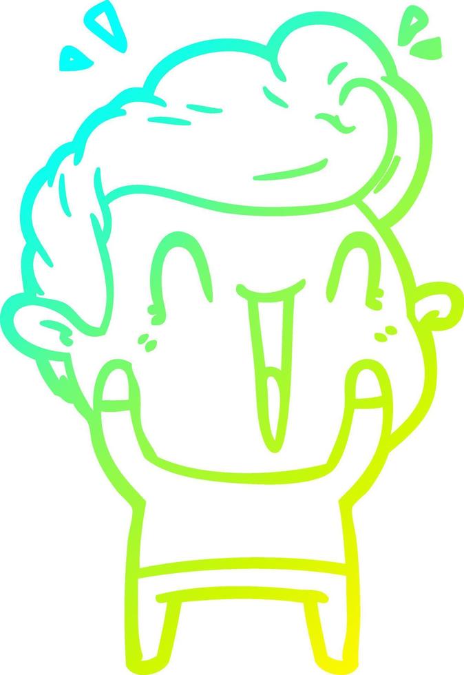cold gradient line drawing cartoon happy man vector