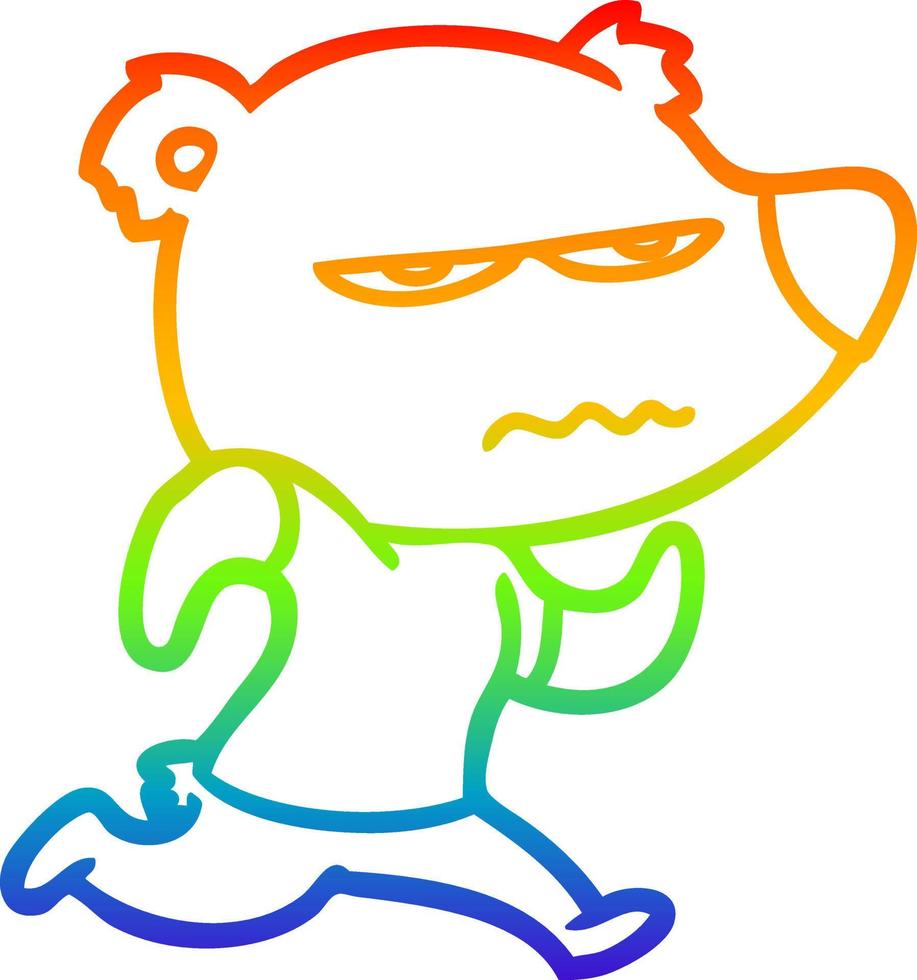 rainbow gradient line drawing angry bear polar cartoon vector