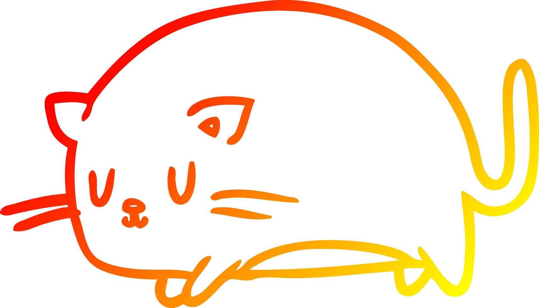 warm gradient line drawing cute fat cat vector