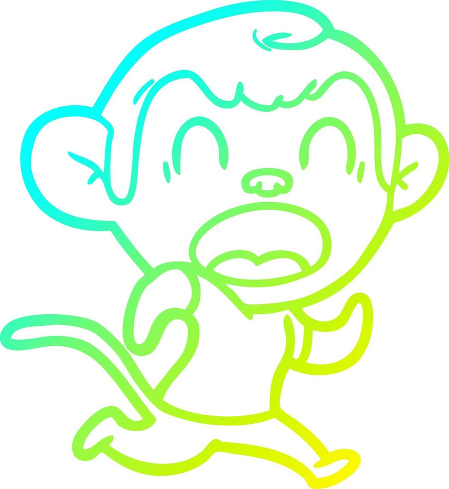 cold gradient line drawing shouting cartoon monkey running vector