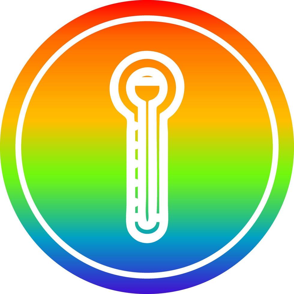 termómetro de vidrio circular en el espectro del arco iris vector