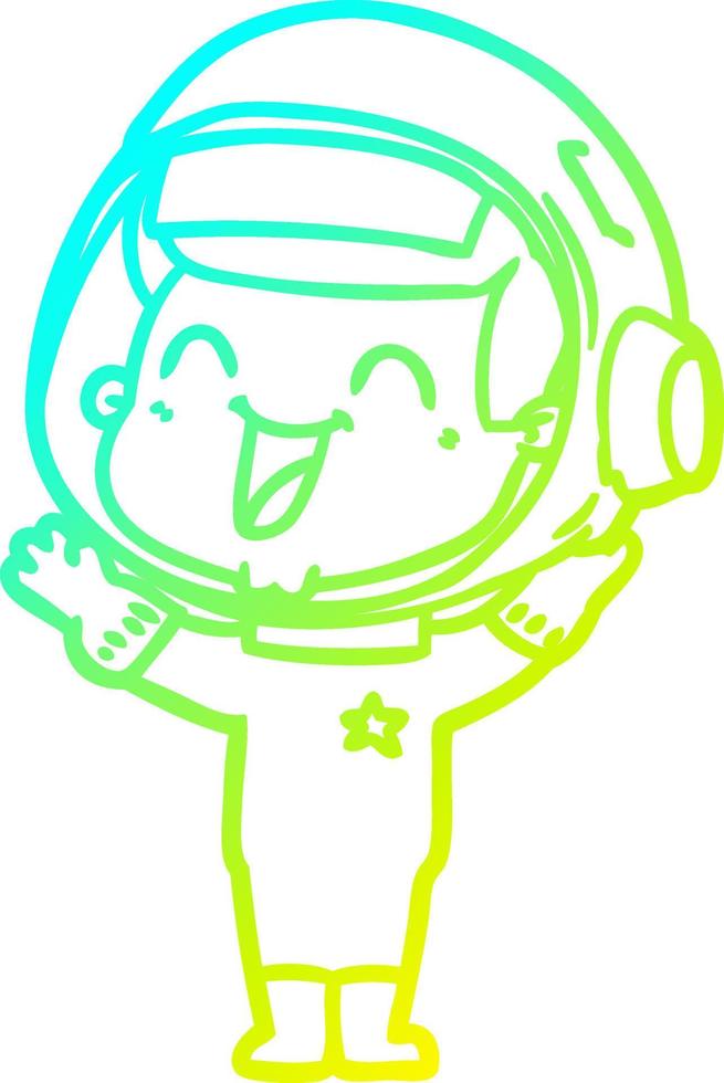 cold gradient line drawing happy cartoon astronaut vector