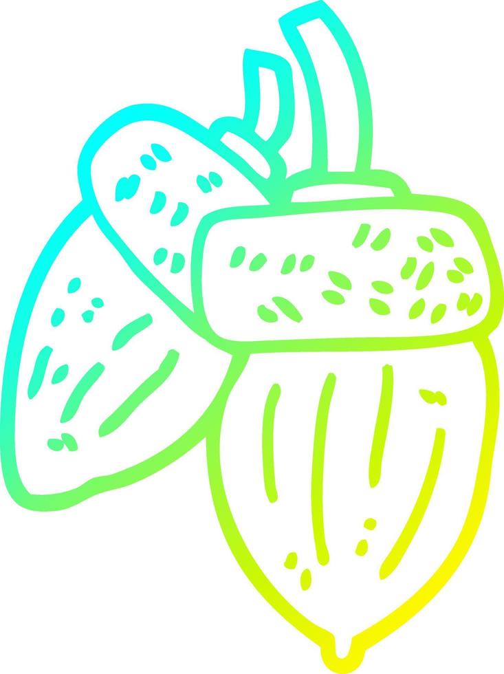 cold gradient line drawing cartoon acorn vector