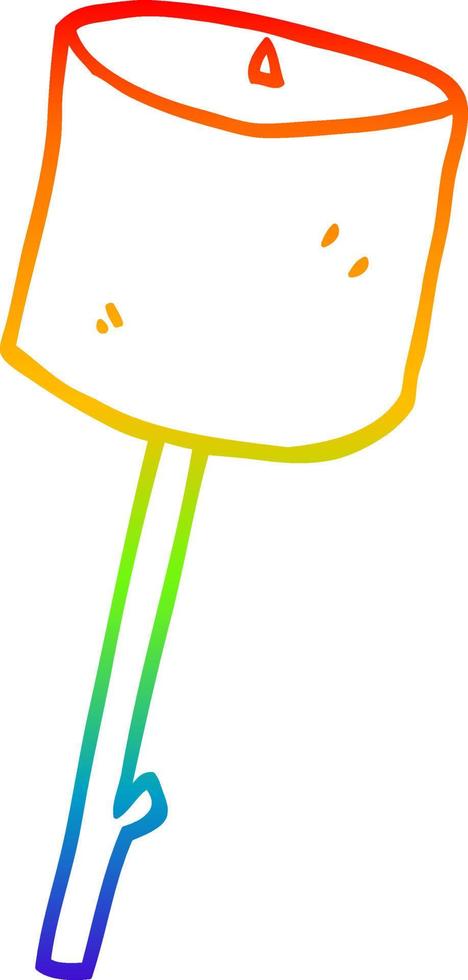 rainbow gradient line drawing cartoon toasted marshmallow vector