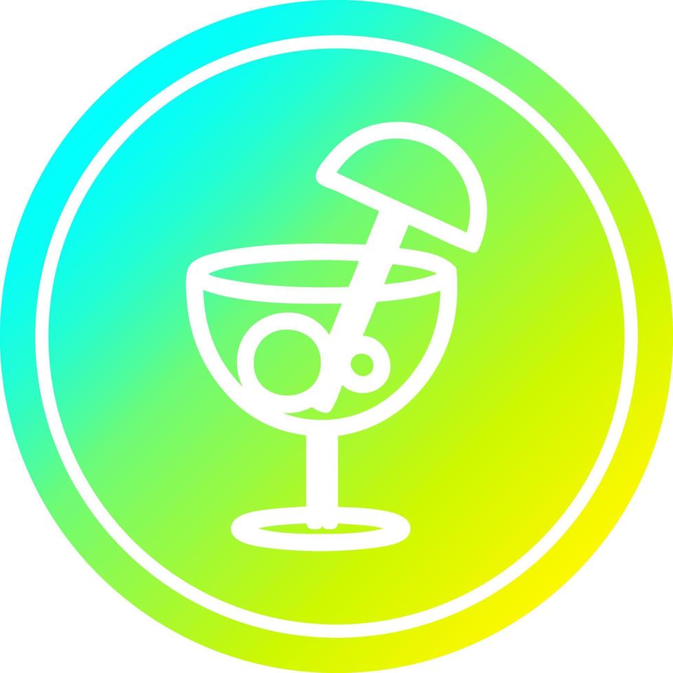 cocktail with umbrella circular in cold gradient spectrum vector