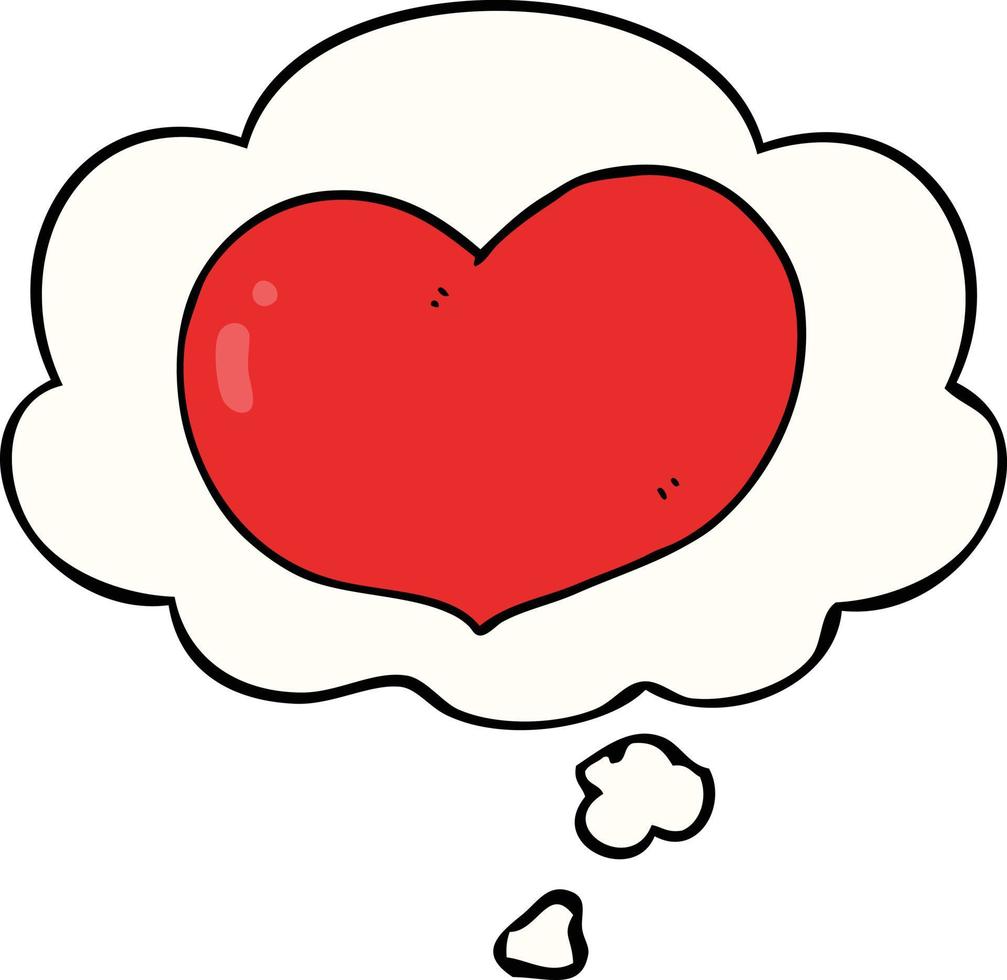 cartoon love heart and thought bubble vector