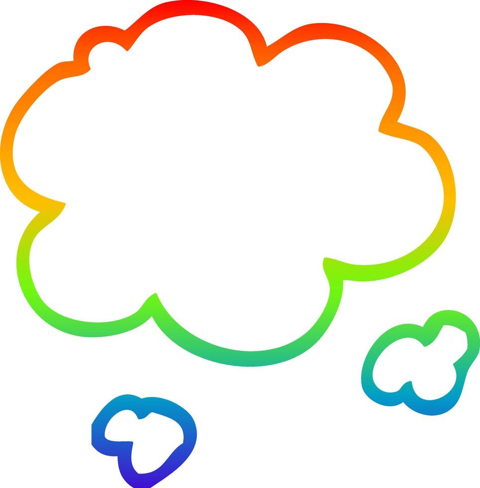rainbow gradient line drawing cartoon cloud vector