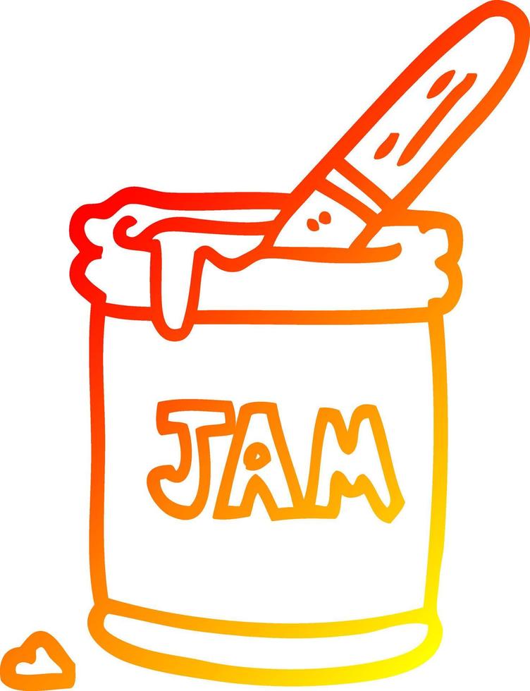 warm gradient line drawing cartoon jam jar vector
