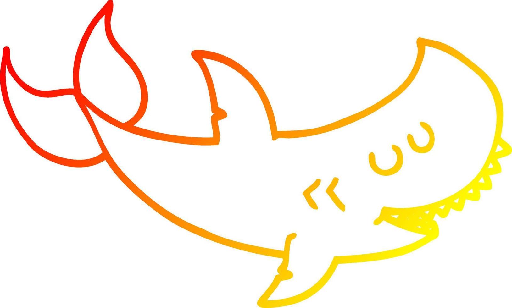 warm gradient line drawing cartoon shark vector
