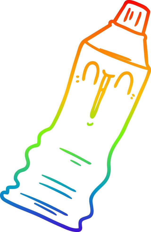 rainbow gradient line drawing cartoon toothpaste tube vector