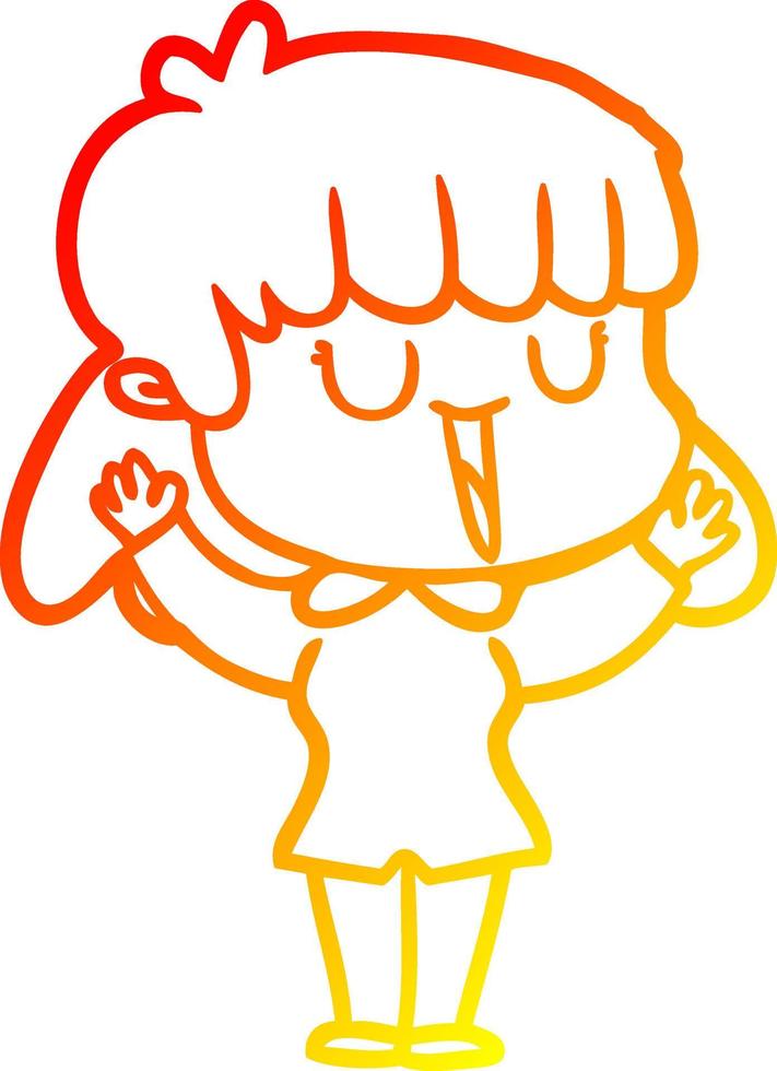 warm gradient line drawing cartoon woman vector