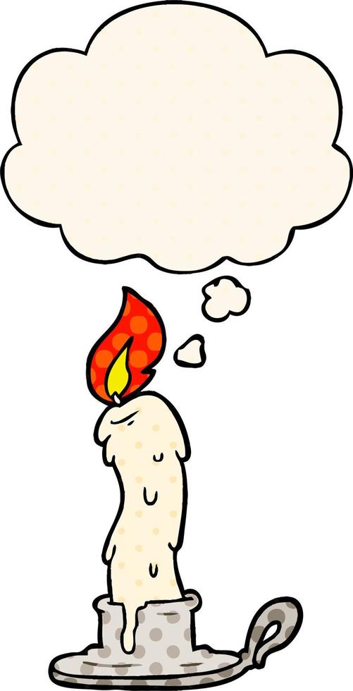 cartoon candle and thought bubble in comic book style vector