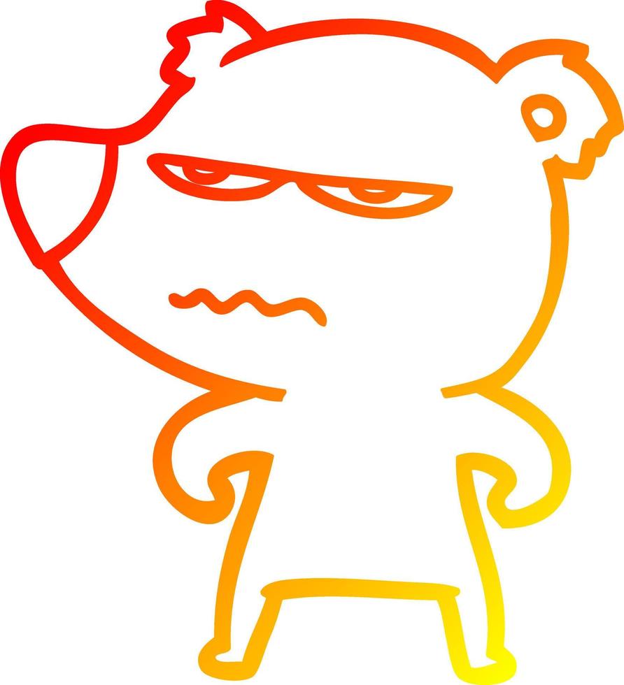 warm gradient line drawing angry bear polar cartoon vector