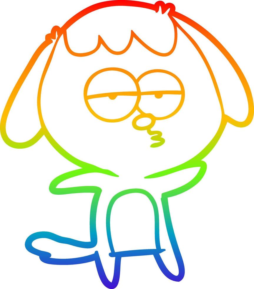 rainbow gradient line drawing cartoon bored dog vector