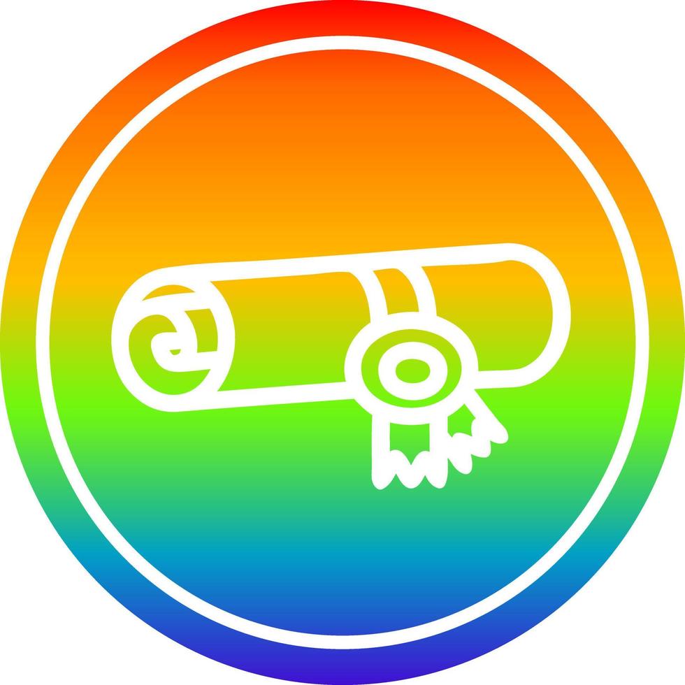 certificado de diploma circular en el espectro del arco iris vector