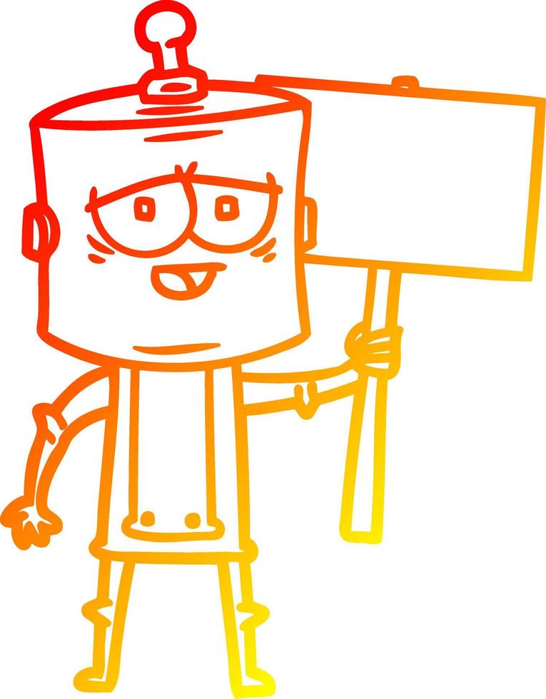 warm gradient line drawing cartoon robot vector