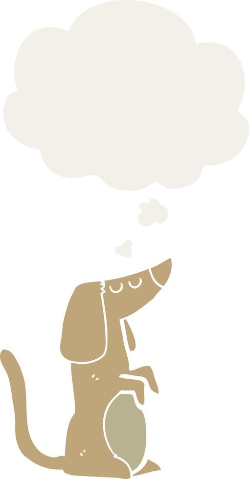 cartoon dog and thought bubble in retro style vector