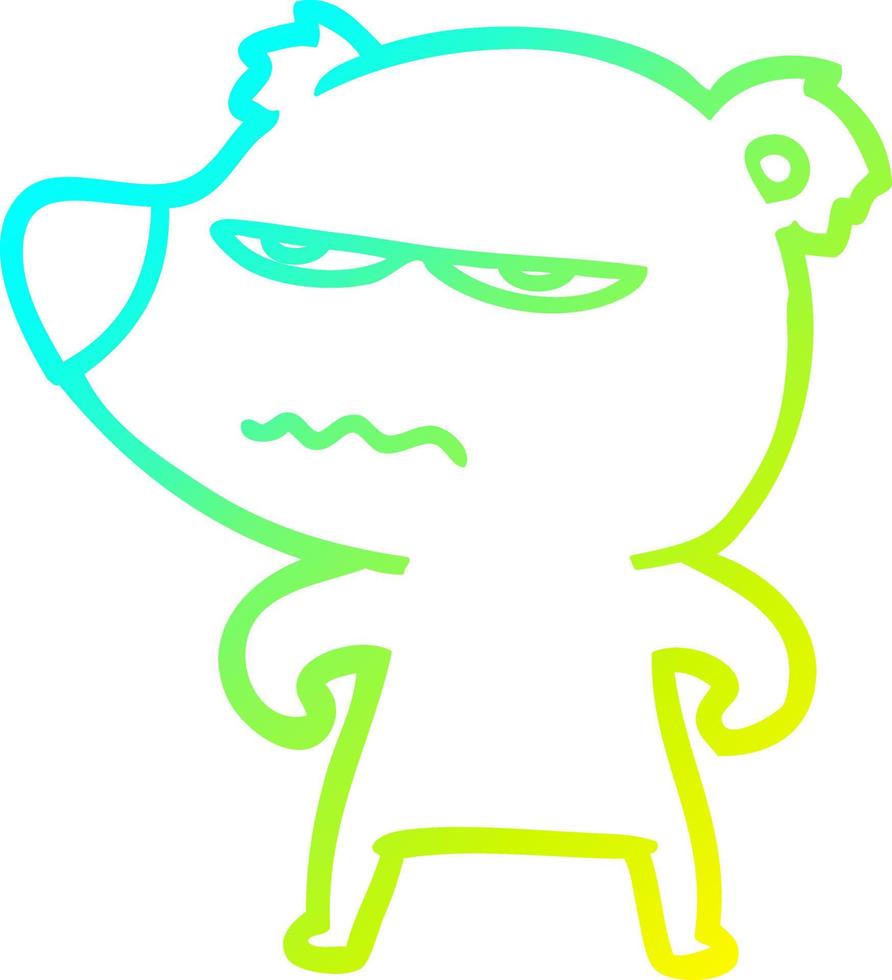 cold gradient line drawing angry bear polar cartoon vector