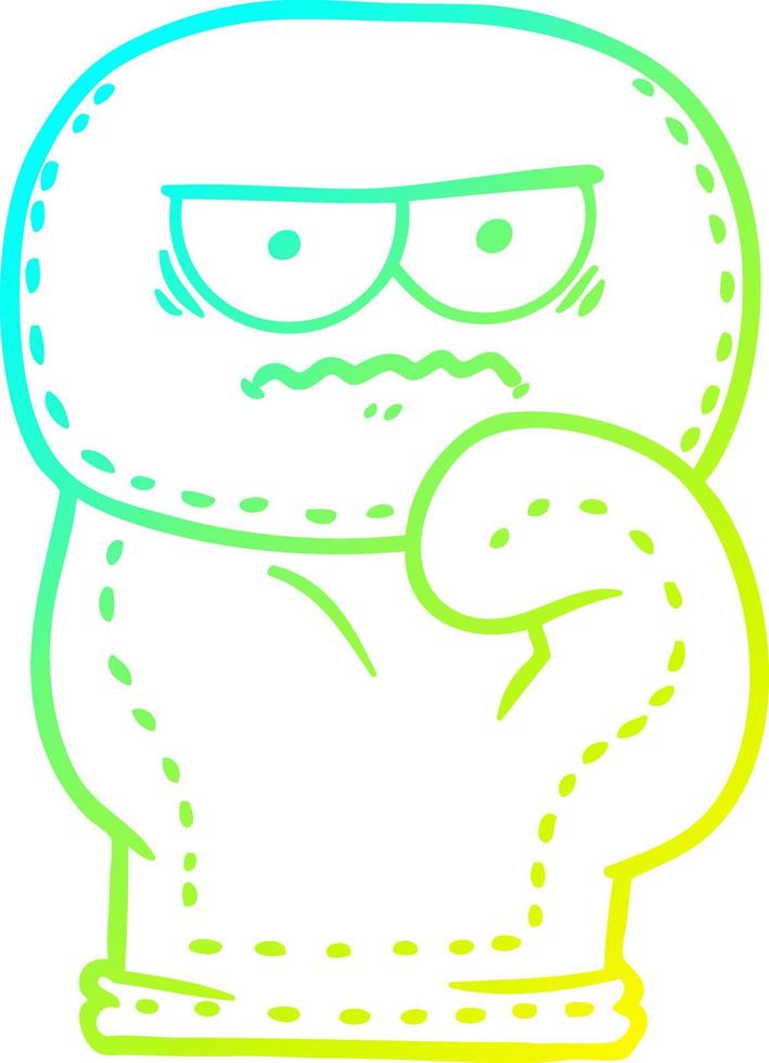 cold gradient line drawing cartoon boxing glove vector