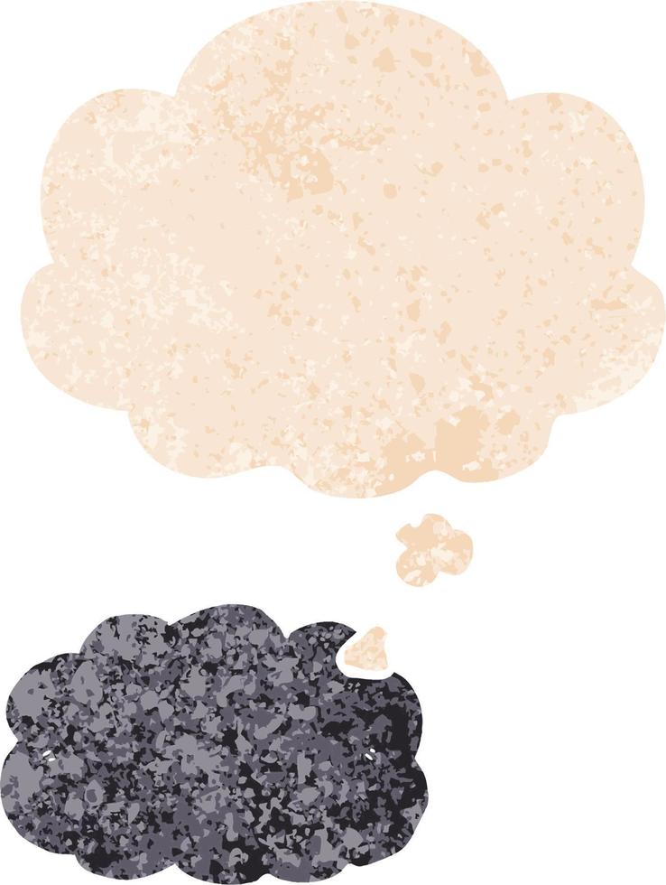 cartoon cloud and thought bubble in retro textured style vector