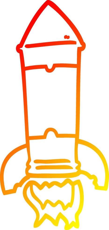 warm gradient line drawing cartoon rocket vector