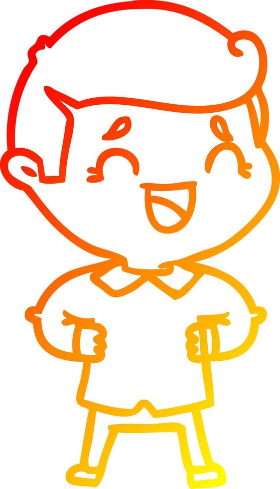 warm gradient line drawing cartoon laughing man vector