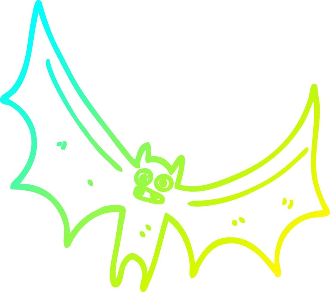 murciélago de dibujos animados de dibujo de línea de gradiente frío vector