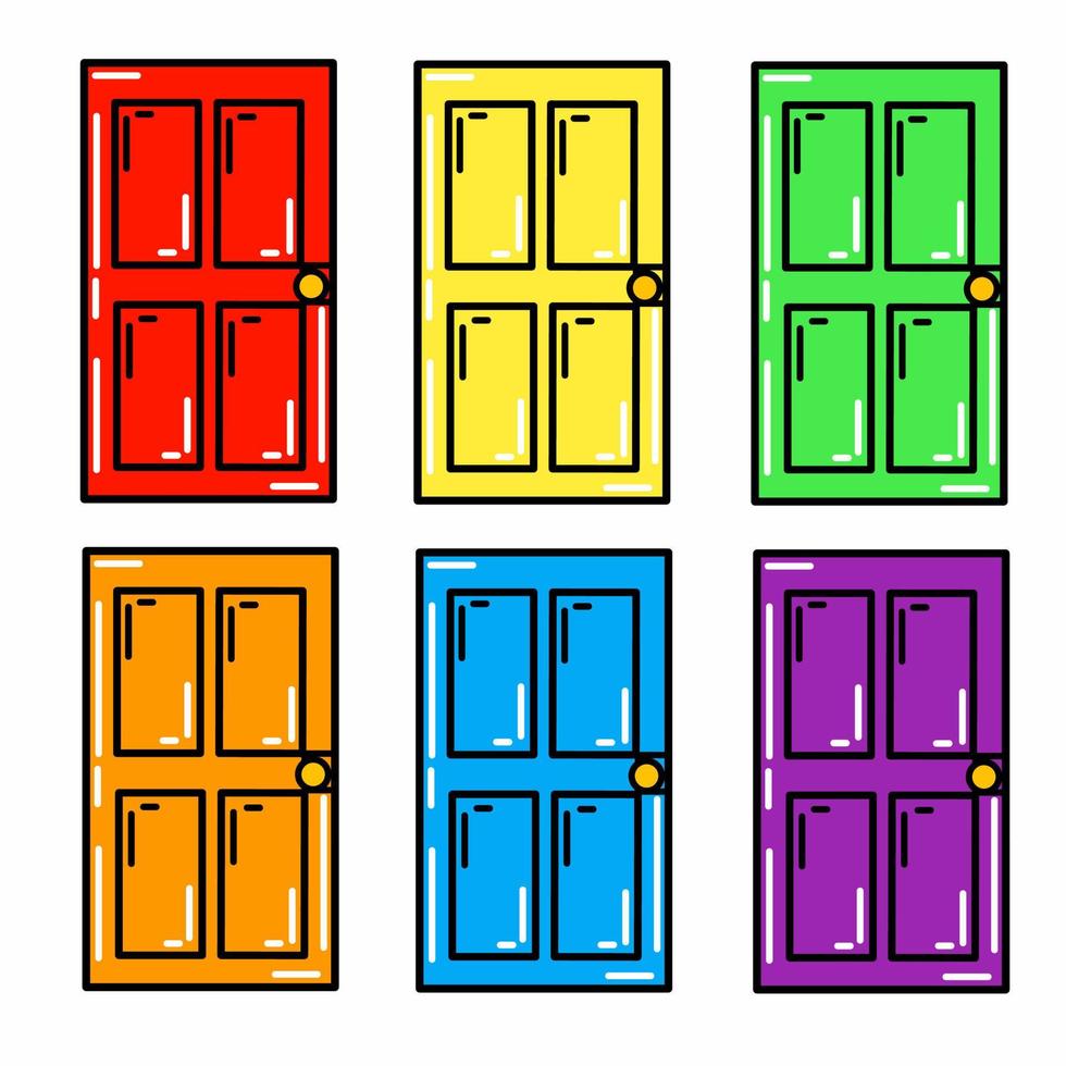 ilustración de una puerta con varios colores. vector