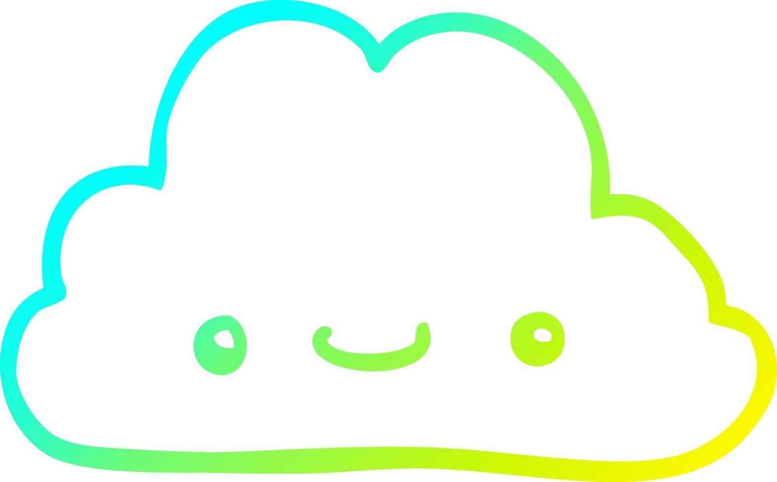 cold gradient line drawing cute cartoon cloud vector