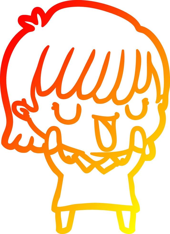warm gradient line drawing cartoon woman vector