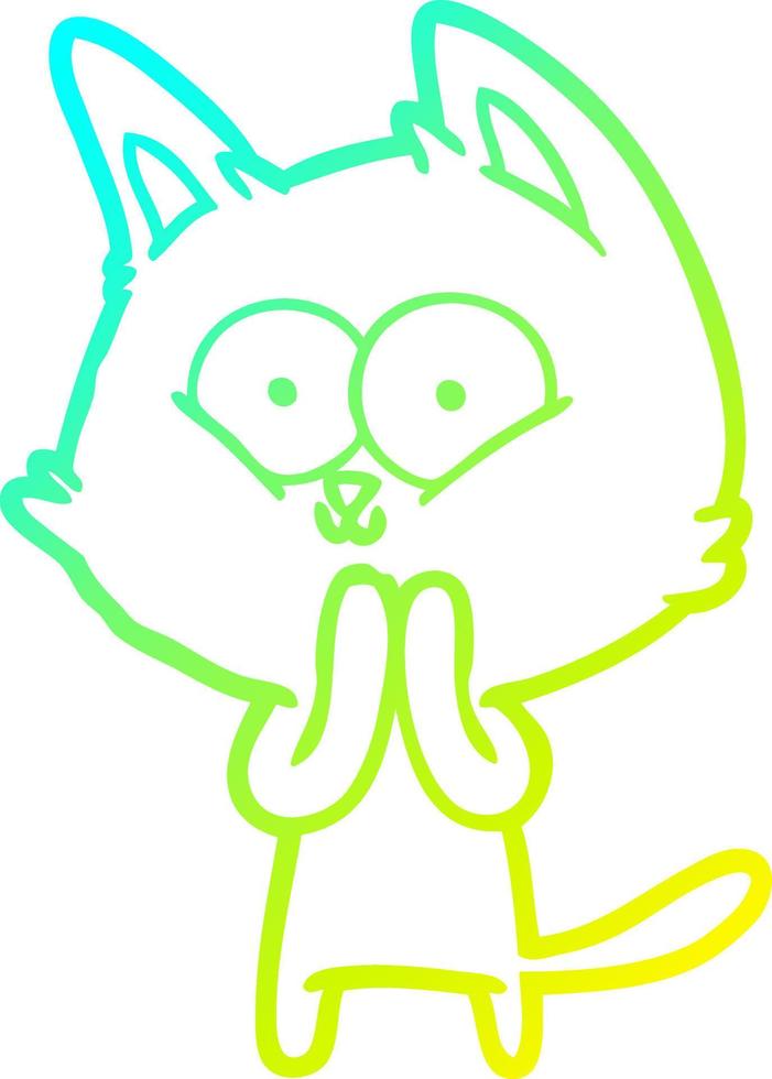 cold gradient line drawing cartoon cat vector