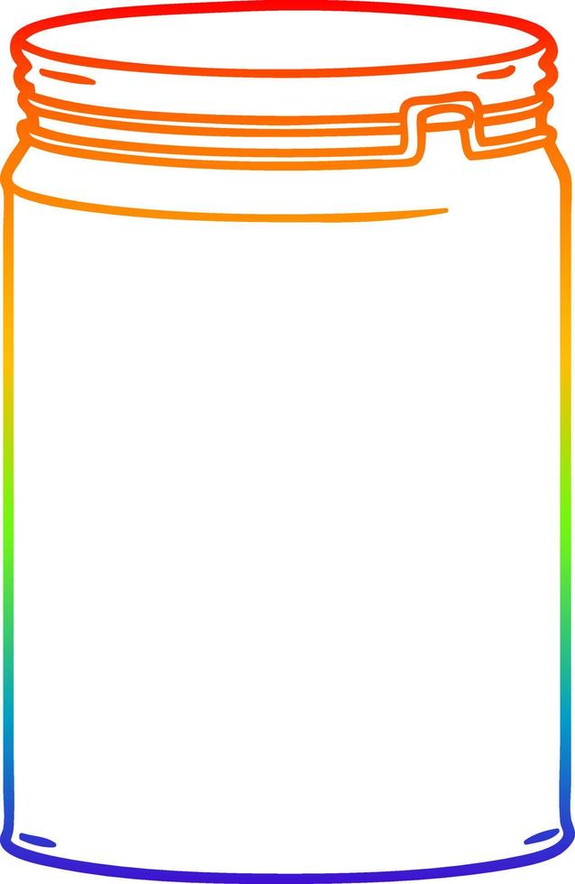 rainbow gradient line drawing cartoon empty glass jar vector