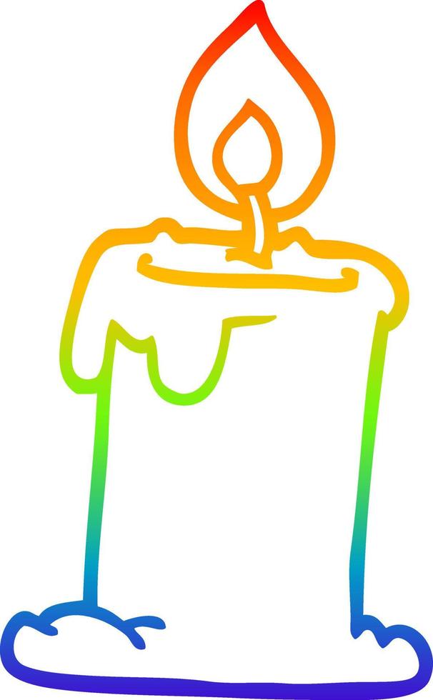 rainbow gradient line drawing cartoon lit candle vector
