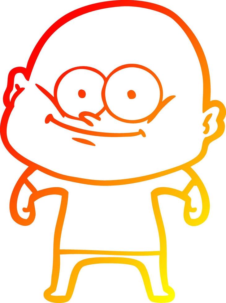 warm gradient line drawing cartoon bald man staring vector