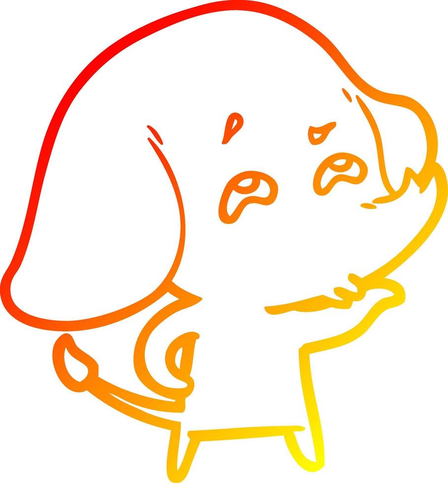 warm gradient line drawing cartoon elephant remembering vector