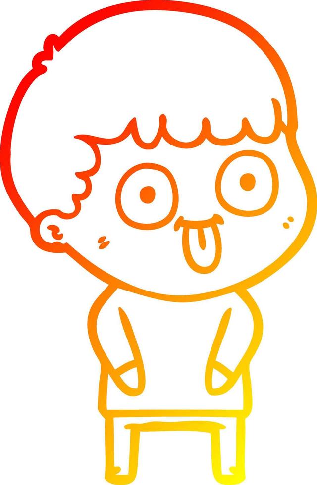 warm gradient line drawing cartoon dumb kid vector