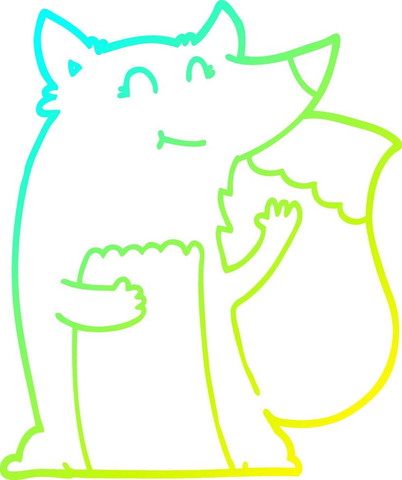 cold gradient line drawing happy cartoon fox vector