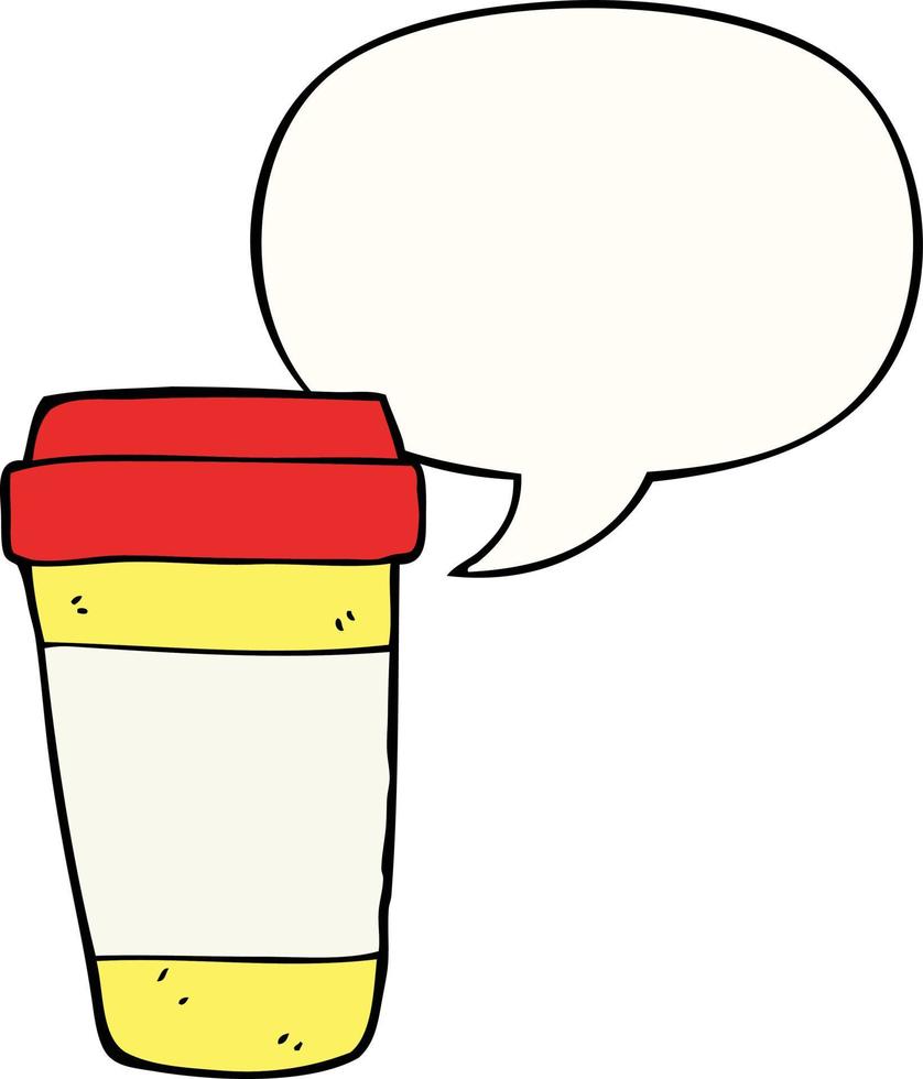 cartoon coffee cup and speech bubble vector