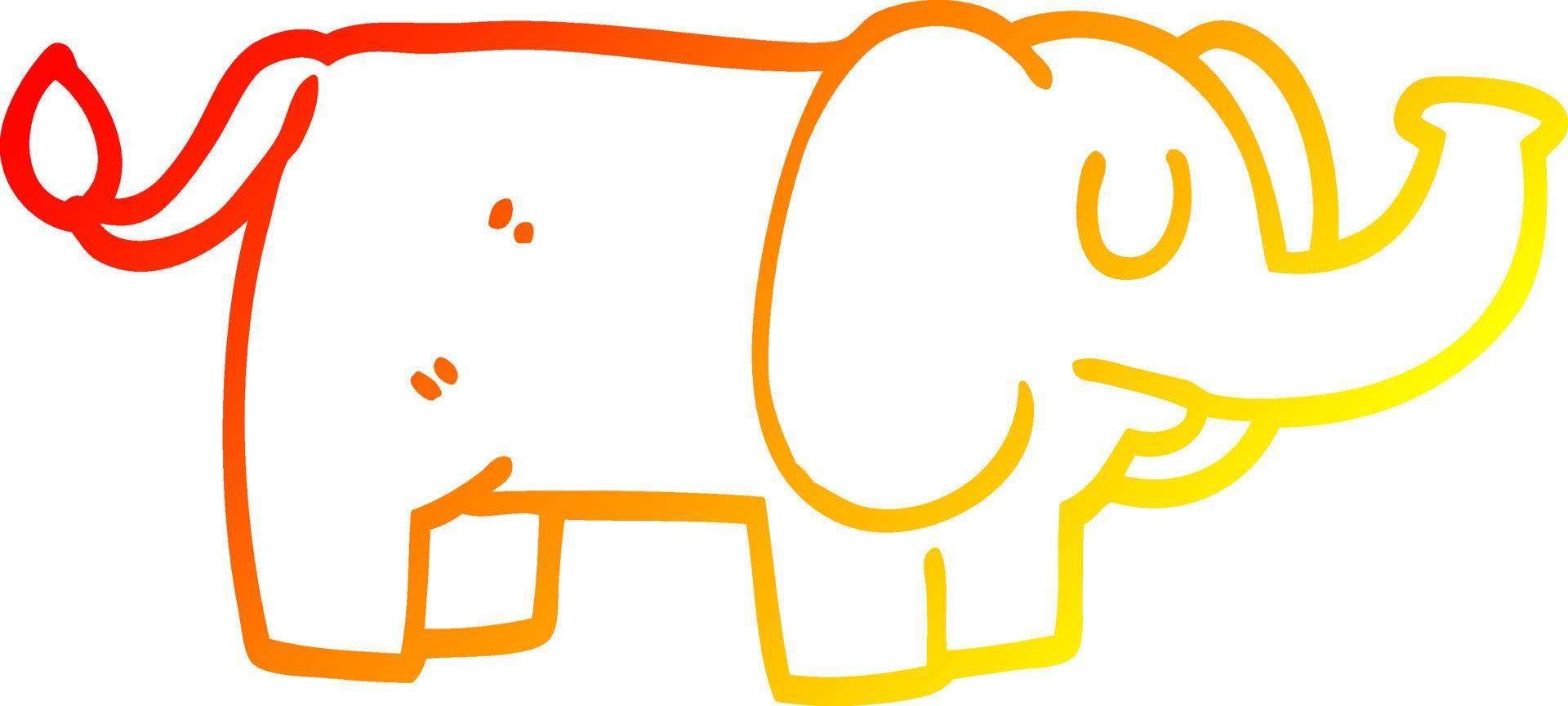 warm gradient line drawing cartoon funny elephant vector