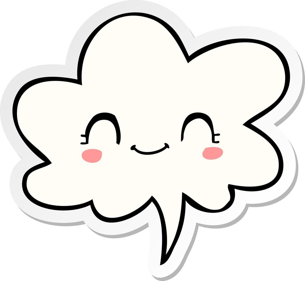 cute cartoon face and speech bubble sticker vector