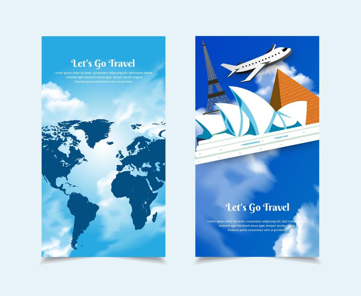 New design of Travel template stories vector illustration