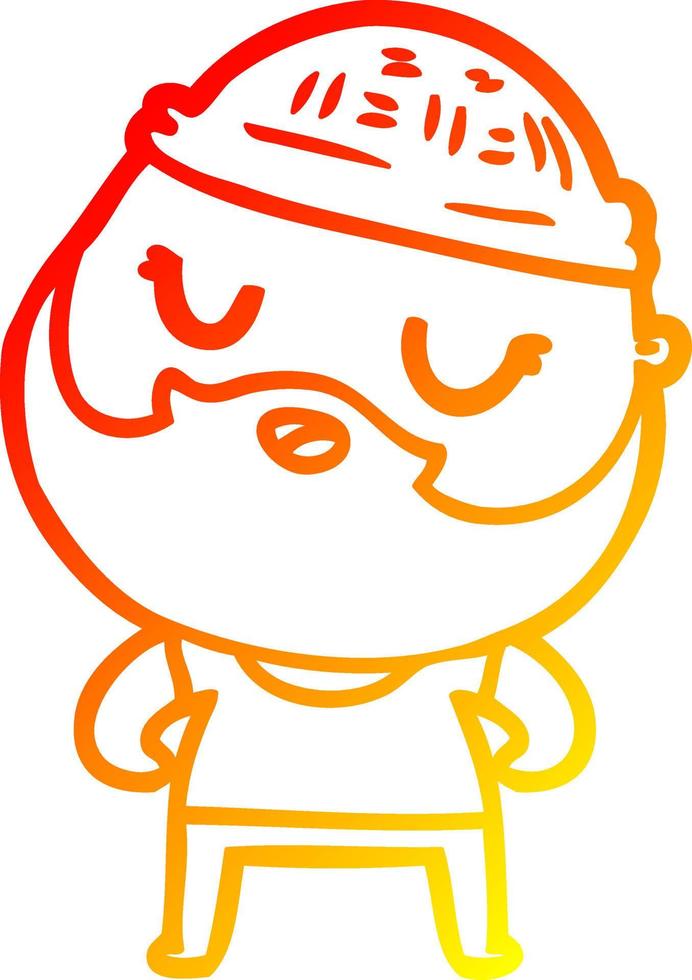 warm gradient line drawing cute cartoon man with beard vector